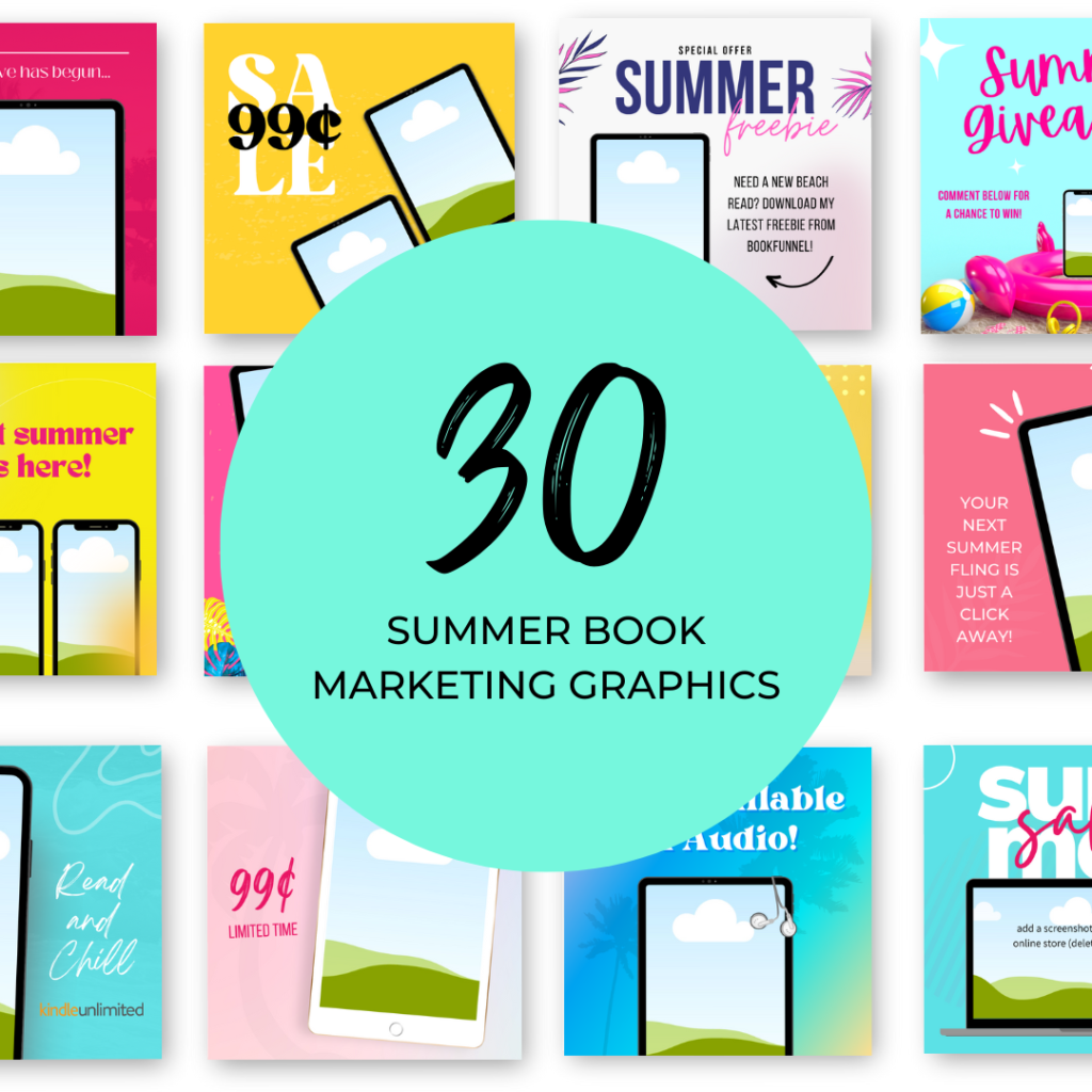 Promotional graphic for my summer-themed Canva graphics bundle for sale